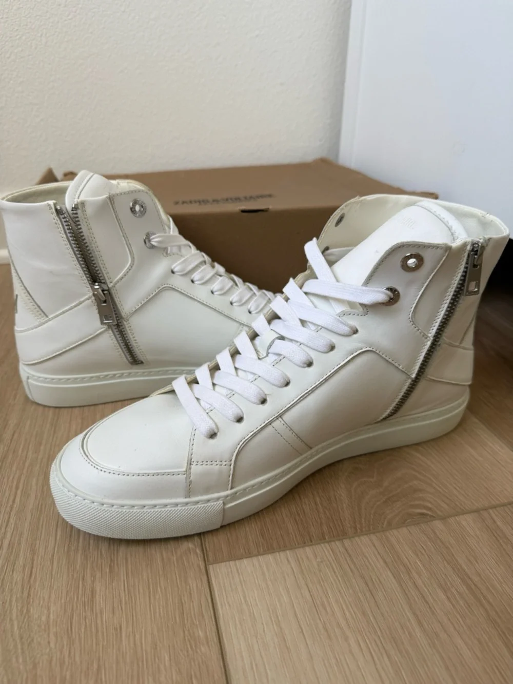 Zadig & Voltaire Men’s High Flash smooth High-Top Leather Sneakers.White. ZV1747 - Picture 7 of 13